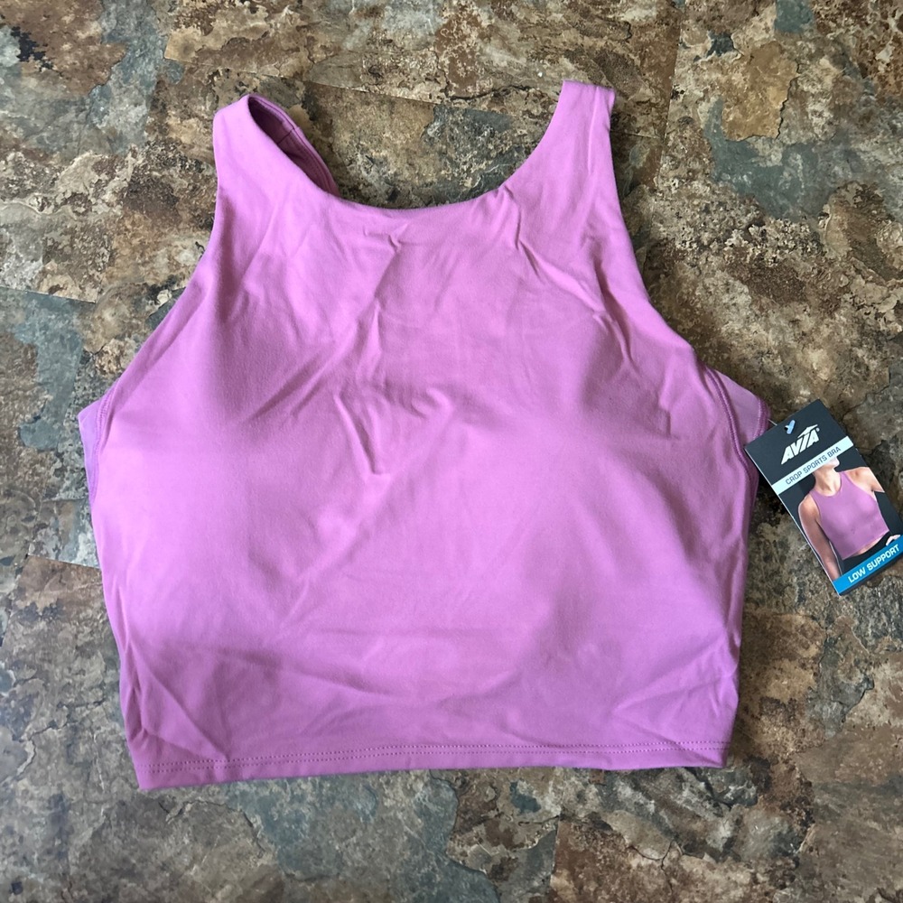Avia Wirefree Crop Sports Bra Women Size Medium (A-C) Pink Moisture Wicking